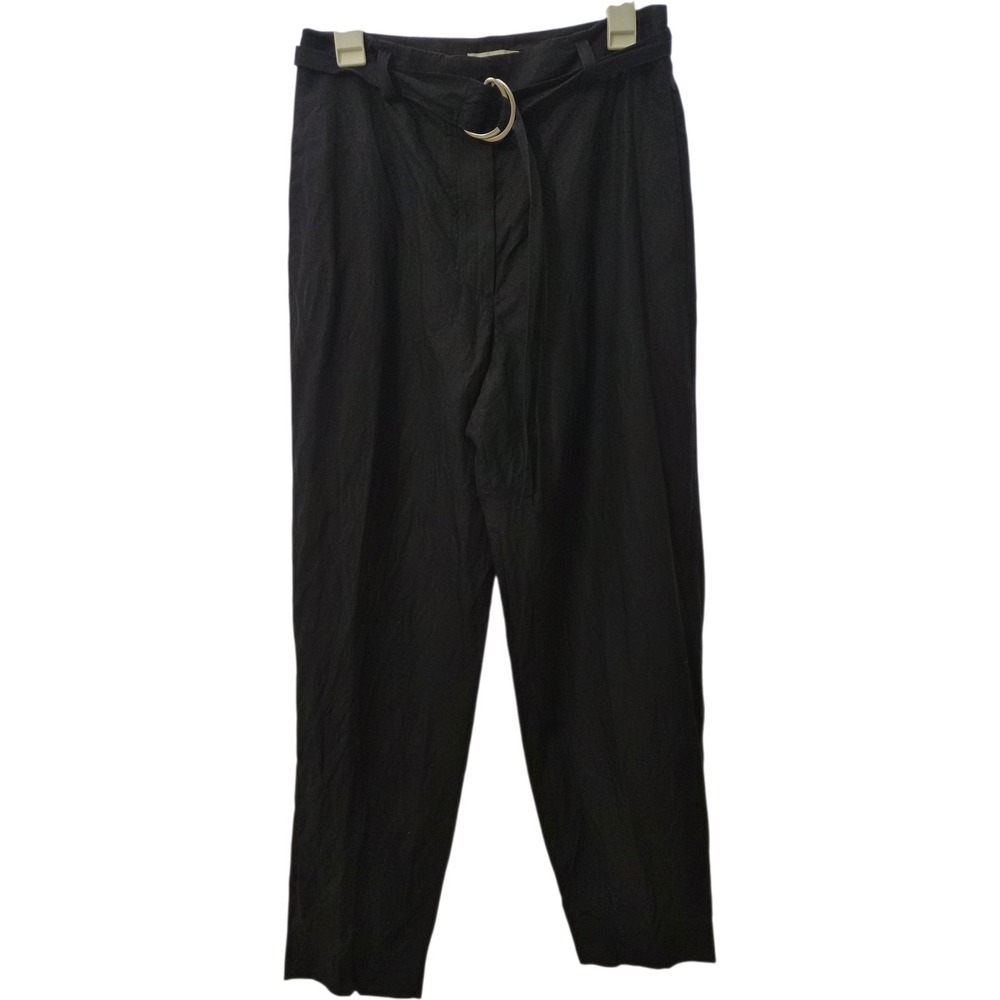 COS Black Cropped Pants Size EU 38 Lyocell Linen Belted NWOT